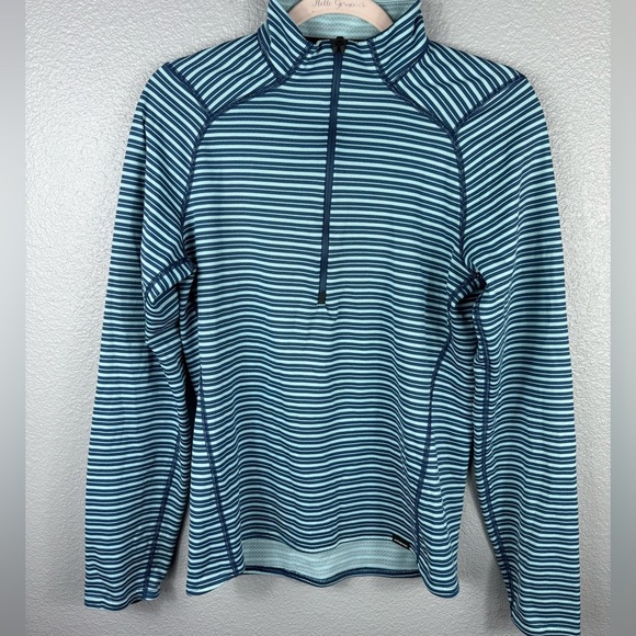 Patagonia Men’s Striped Blue Lightweight Layer Collared 3/4 Zip Activewear Small - Picture 2 of 11